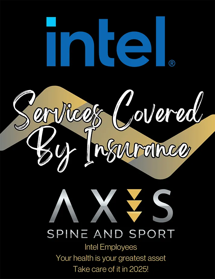 Services covered by insurance for Intel employees at Axis Spine and Sport
