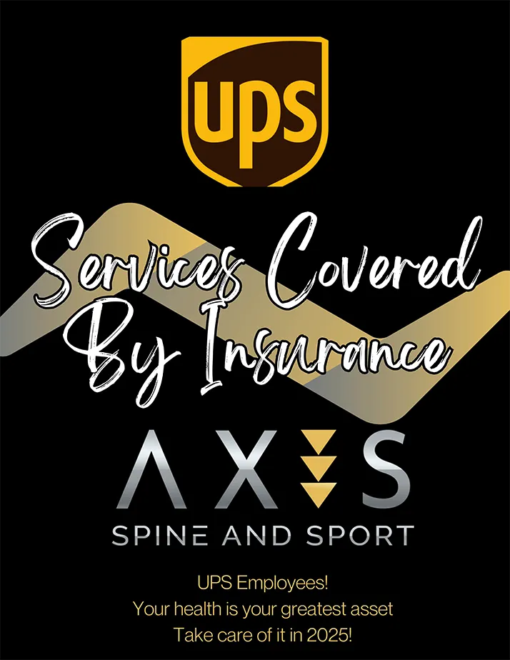 Services covered by insurance for UPS employees at Axis Spine and Sport