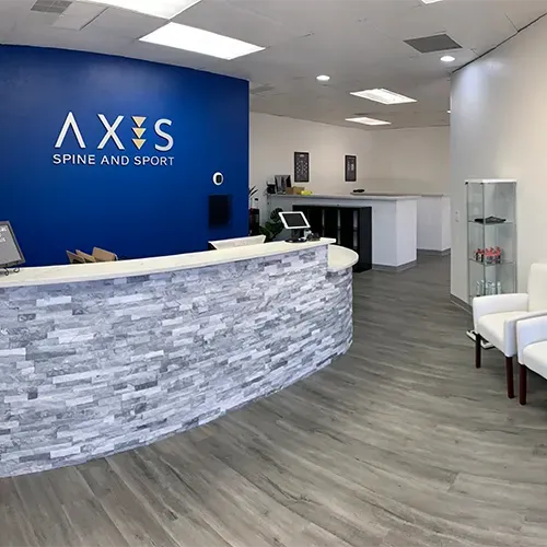 The lobby of the Axis Spine and Sport clinic